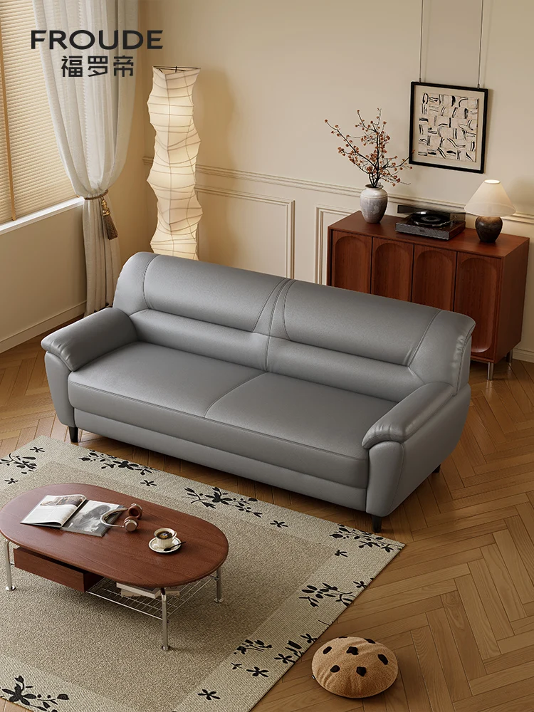 LH simple and modern small apartment double leather sofa living room straight row office sofa