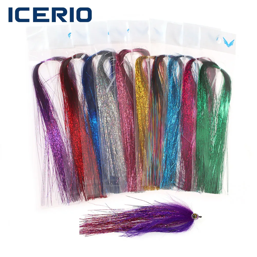 3 Packungen/10 Packungen holografisches Krystal Flash Lametta Fliegenfischen-Bindematerial für die Herstellung von Minnow-Hecht-Forellen-Luftschlangen, Jig-Ködern