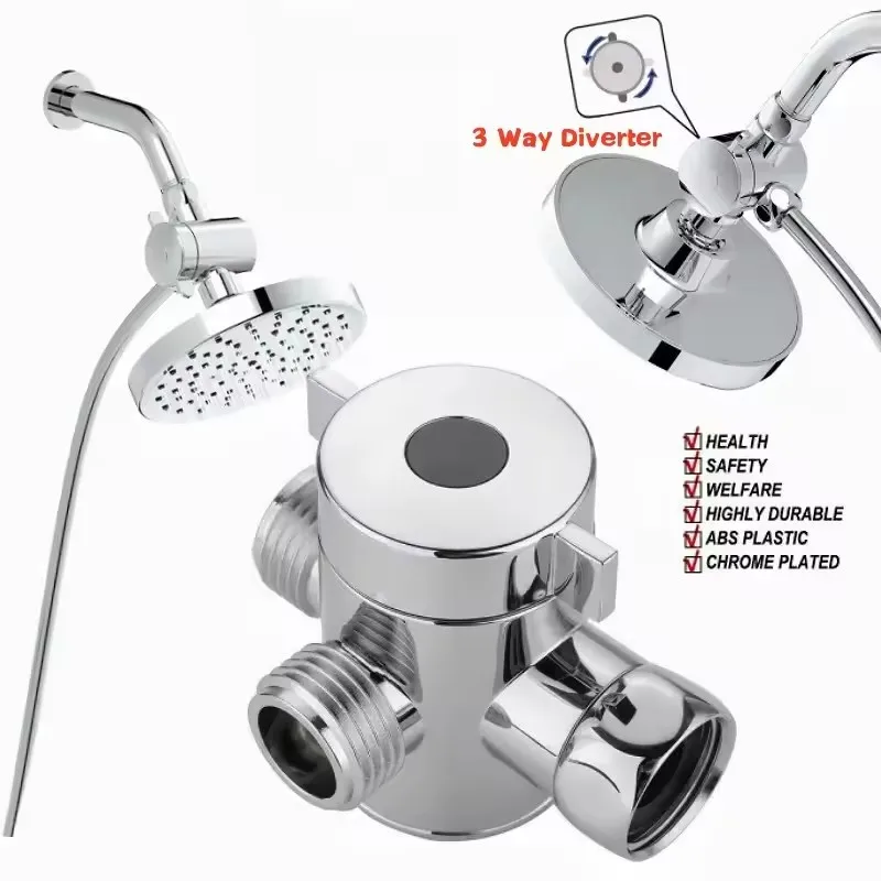 

Adjustable 3 Way Shower Head Diverter Valve ABS 3 Modes Switch Adapter G1/2“ Connector Head faucet Bathroom Accessories