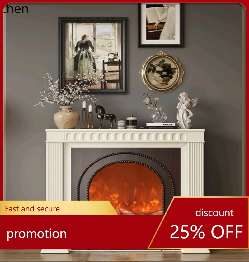 

YFY Solid Wood Fireplace Decorative Cabinet Living Room Fireplace TV Cabinet Entrance Faux Fire Fireplace Cabinet