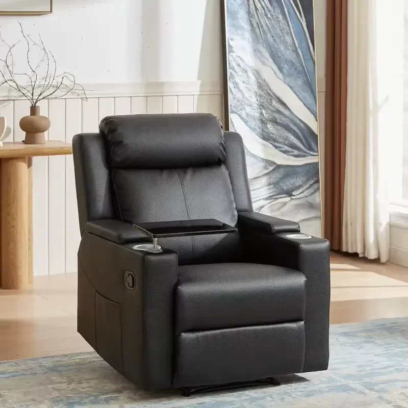 Recliner Ergonomic Single Home Theater Power Lift Quiet Motor Modern Cup Holder Design Leather Cinema Chair