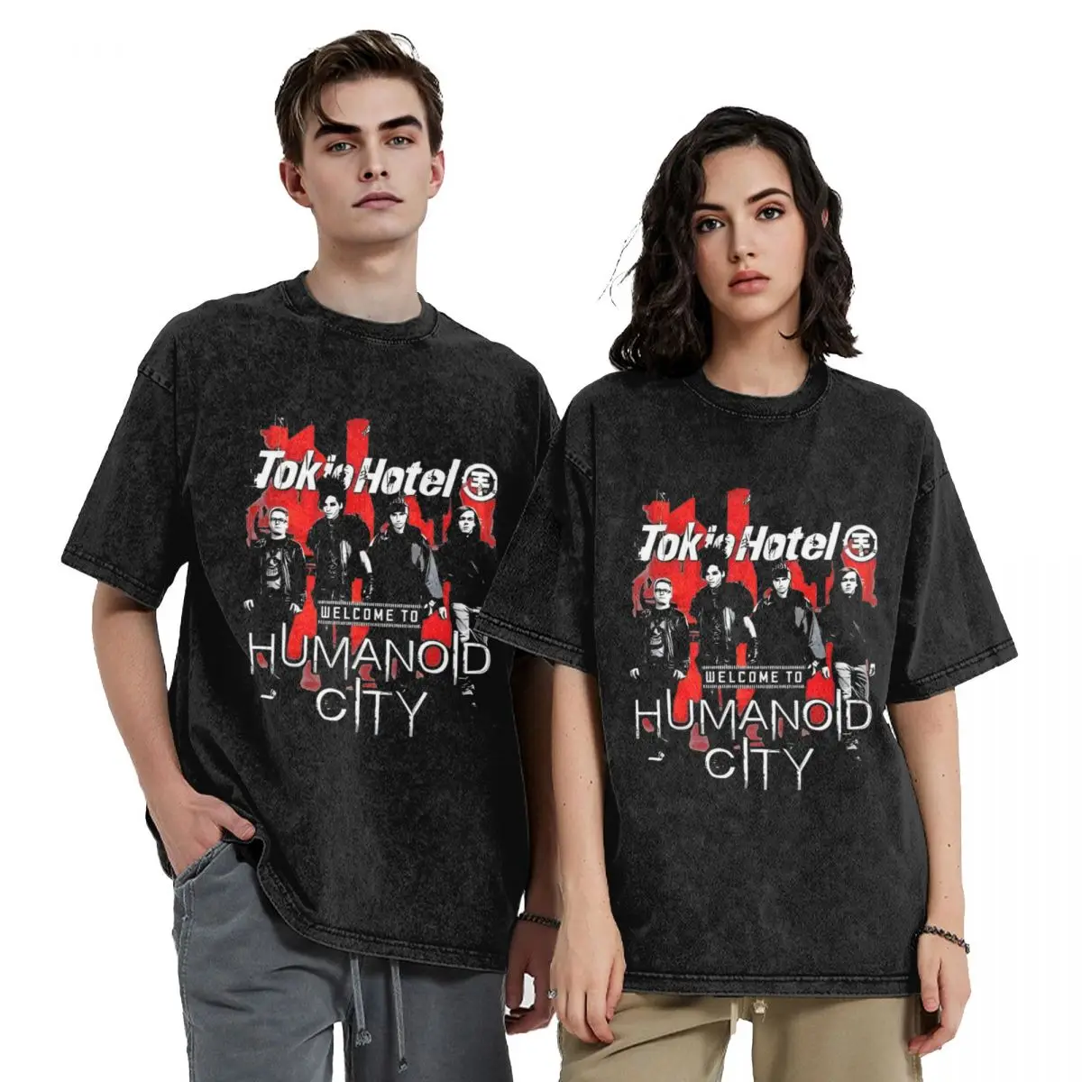 Tokio Hotel T Shirt Hip Hop Washed Harajuku T-Shirts Vintage for Men Women Tops Streetwear Graphic Printed Tee Shirt