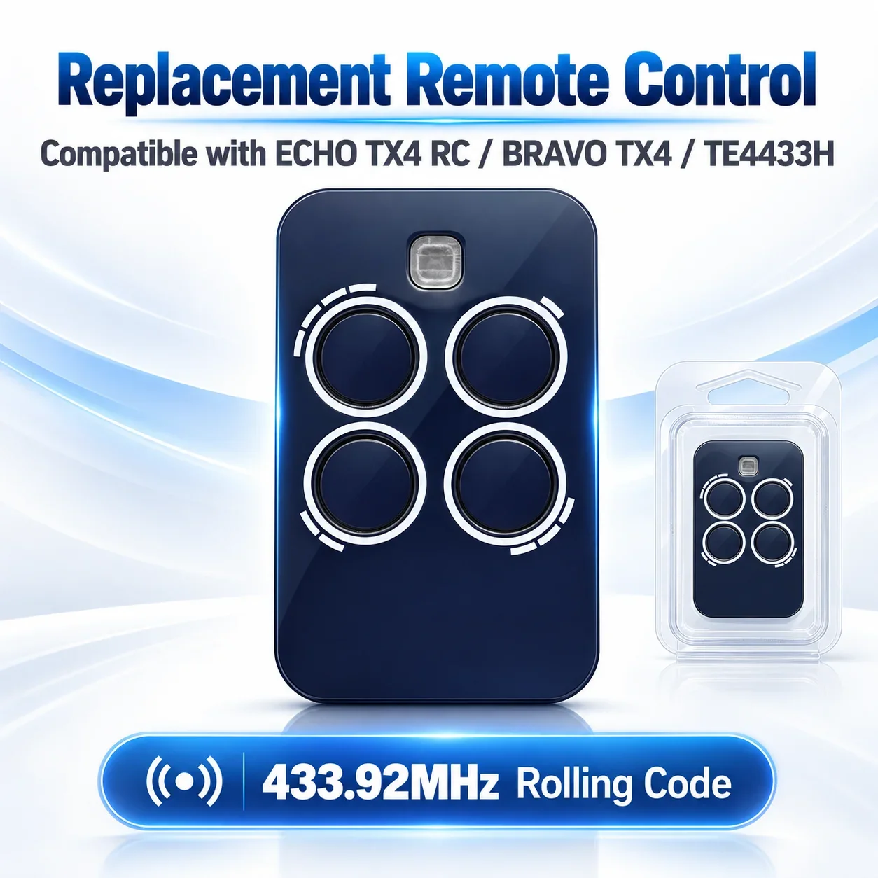 5pcs Replacement Remote Control Compatible with GENIUS ECHO TX4 RC, BRAVO TX4, BRAVO TE4433H, 433.92MHz Electric  Garage Door R