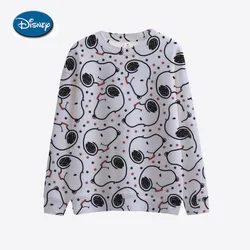 Street casual women's sportswear Snoopy letter printed hoodie loose and soft pullover sweater round neck wool sweater