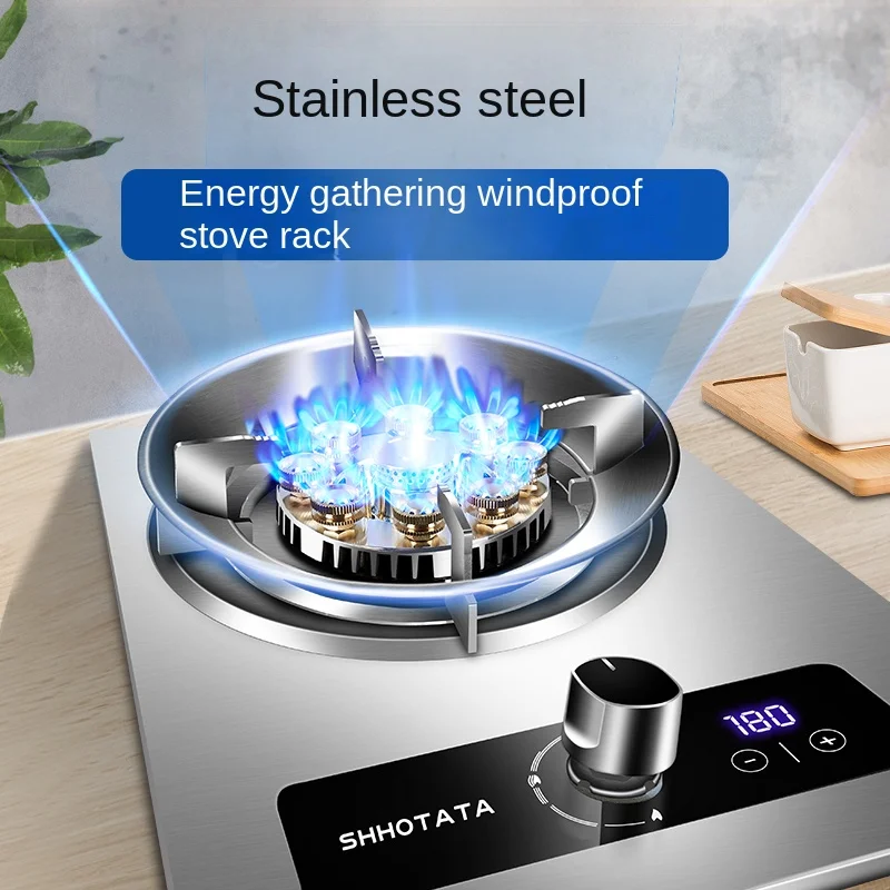 Explosion-proof Stainless Steel Gas Single Stove Desktop Gas Stove for Kitchen 5.2kw Large Fire Flame-out Protection Cooktops