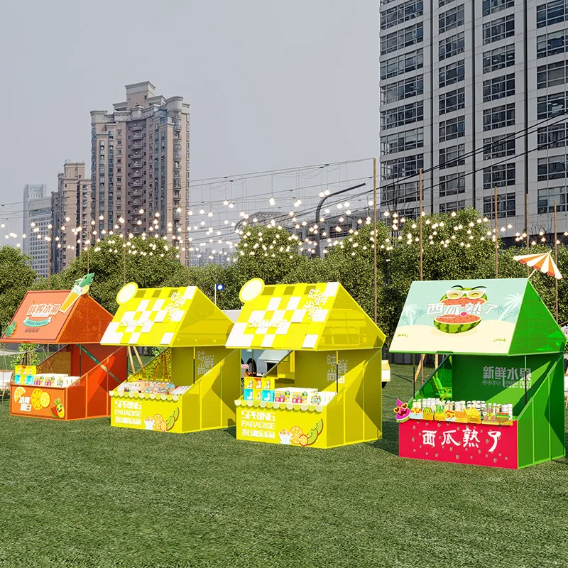 Scenic outdoor stall rack large event merchandise display rack morning market food street movable food stall rack