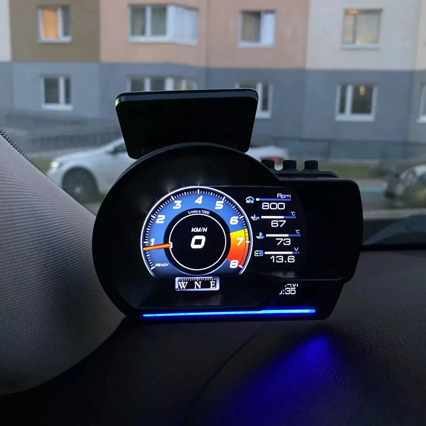 Newest A500 Auto Meter Car HUD Turbo Gauge Car Head Up Display OBD2 Smart Digital Odometer Security Alarm Water&Oil temp RPM