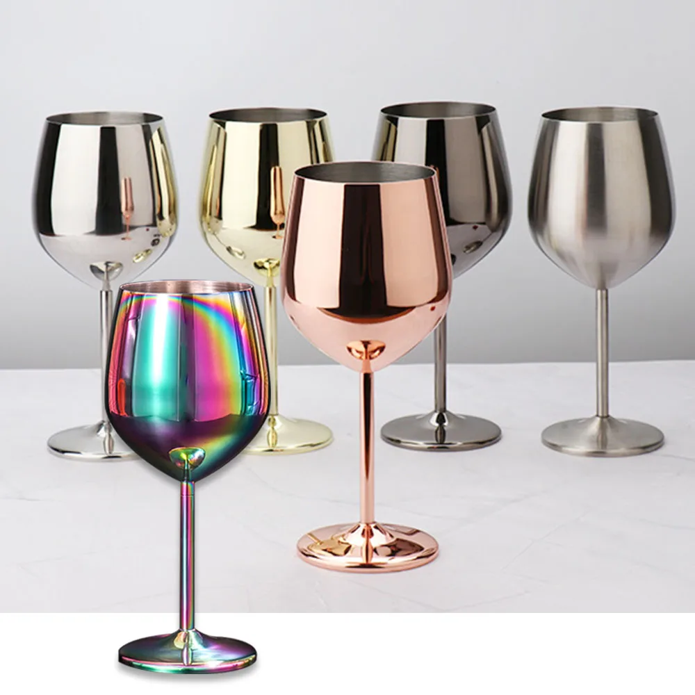 

Stainless Steel Red Wine Glass, Single Layer Goblet, Large Capacity, Drum Shaped, Drop-resistant Wine Glass, 500ml, Colorful