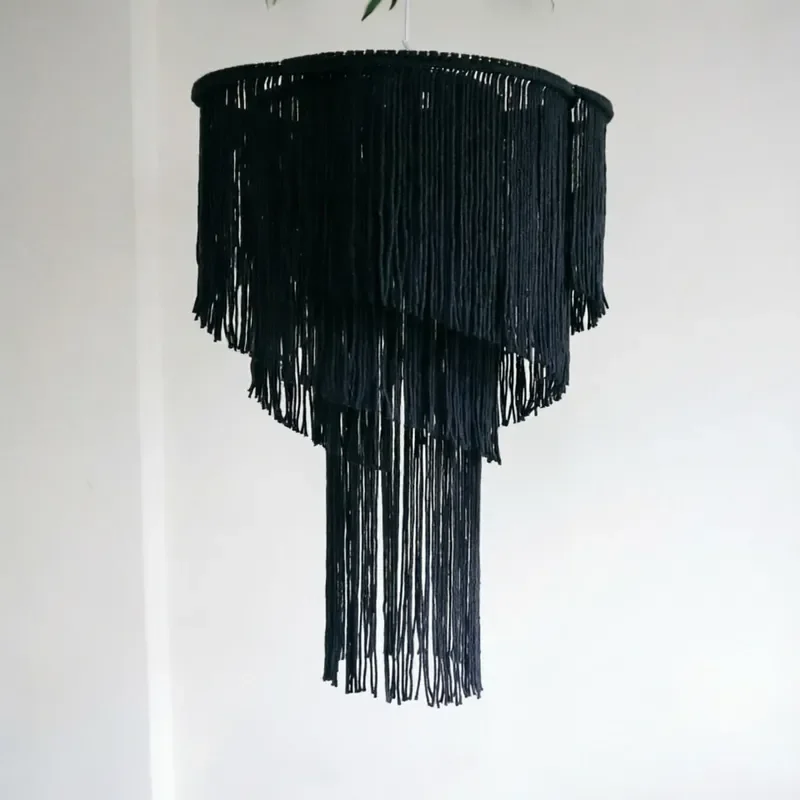 Handmade Bohemian Cotton Thread Fringe Chandelier Nordic Simple Creative Art Pendant Light for Living Room Bedroom Homestay