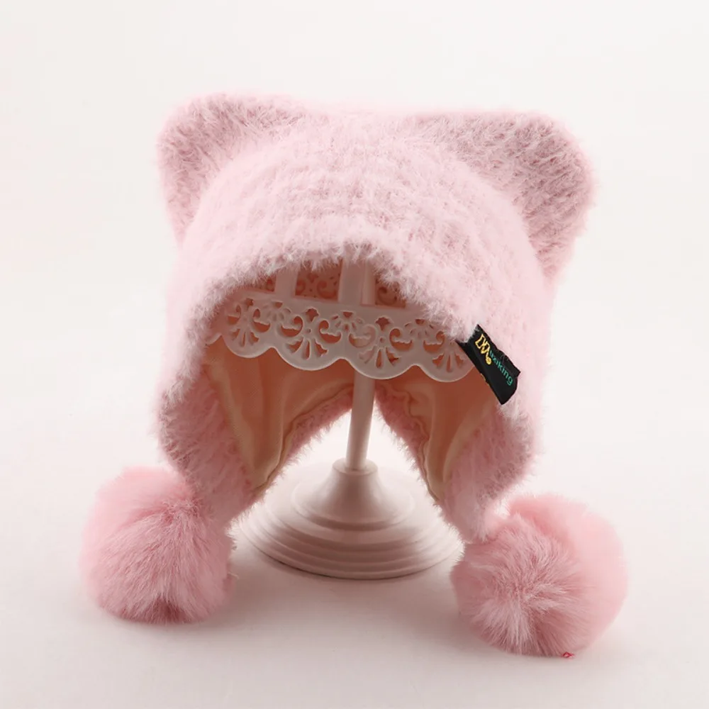

Cute Pompom Winter Baby Hat Plush Windproof Knitted Beanie Cap Soft Infant Bonnet Hat