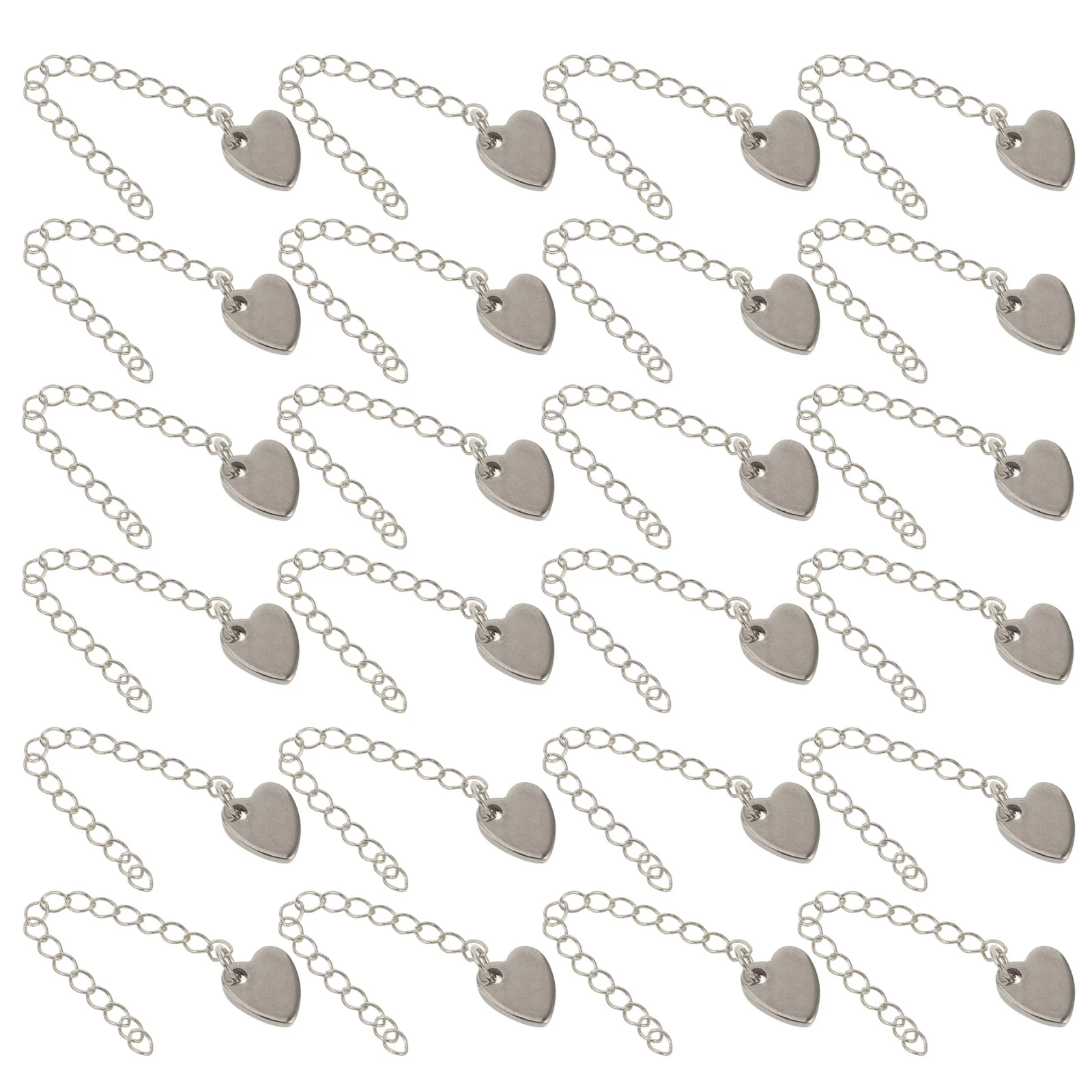 

30Pcs Heart Chain Necklace Extenders Stainless Steel 65Mm Adjustable Jewelry Extender Tail Charms for Bracelets Anklets Chokers