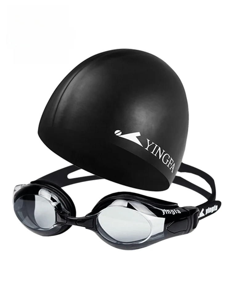 yingfa-swimming-goggles-unisex-waterproof-anti-fog-high-definition-large-frame-flat-lens-swimming-cap-professional-training-e