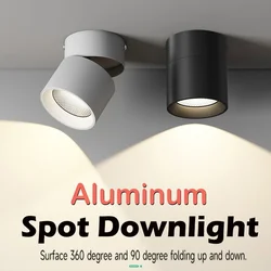 Spot LED Downlight alüminyum tavan Spot ayarlanabilir aşağı lamba 10W 15W tavan katlanır Spot oturma odası için iç mekan aydınlatması