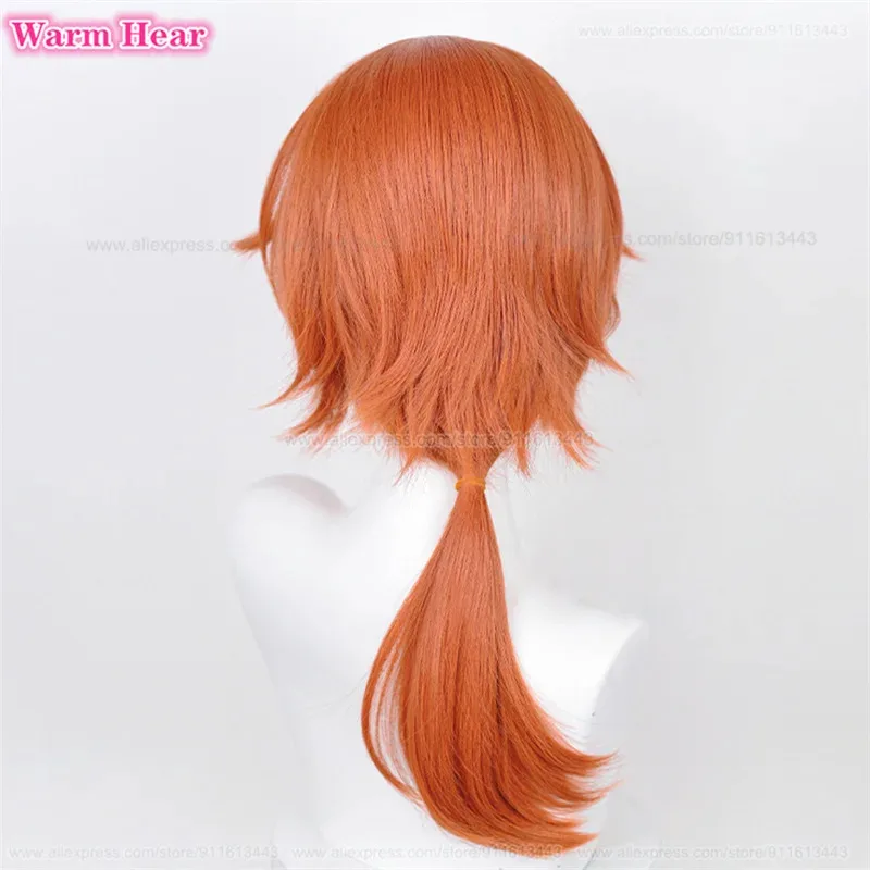 أنيمي ES فرقة ستار Tsukinaga ليو برتقالي طويل 60 سنتيمتر تأثيري مقاومة للحرارة الاصطناعية الشعر كرنفال شعر مستعار للحفلات + غطاء شعر مستعار