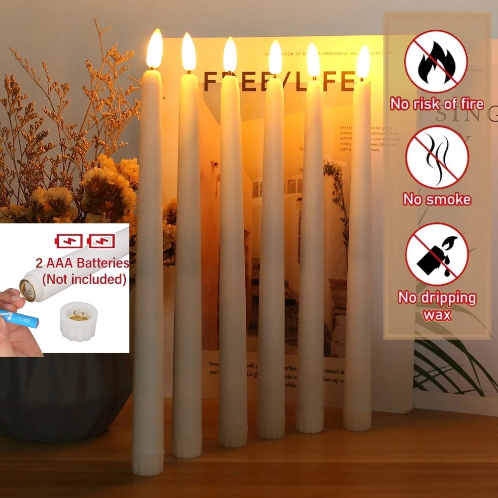 Flameless LED Taper Candles with Remote Timer Battery Operated Candlesticks Flickering Window Candles for Halloween Christmas