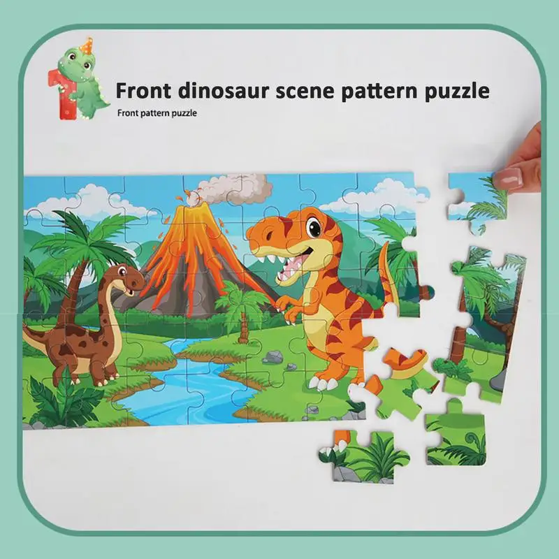 Drewniane puzzle dinozaurów Przedszkolne zabawki edukacyjne z numerami Zabawne trwałe piękne drewniane puzzle dinozaurów dla chłopców