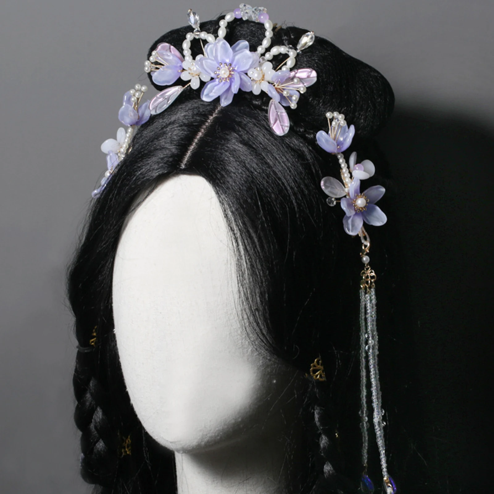 

Фиолетовая заколка для волос с цветочным принтом, набор заколок для волос на китайскую свадьбу, аксессуары для волос, длинные жемчужные заколки, глазурованные цветочные диадемы, подарки