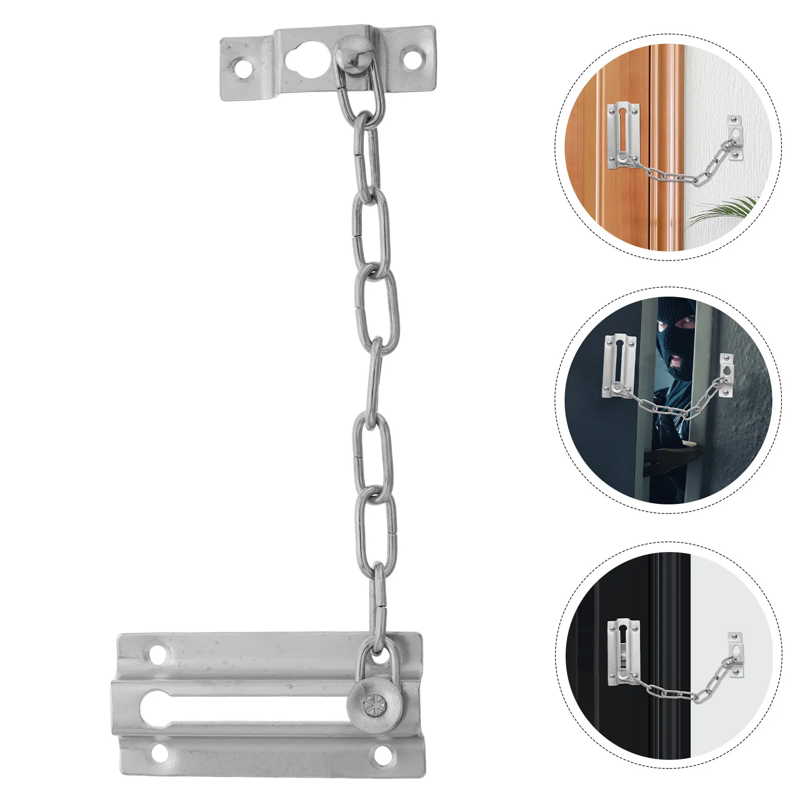 Door Chain Lock Heavy Duty Anti-Theft Silver Stainless Steel Precision Welded Safety Chain for Front Interior Apartment Door