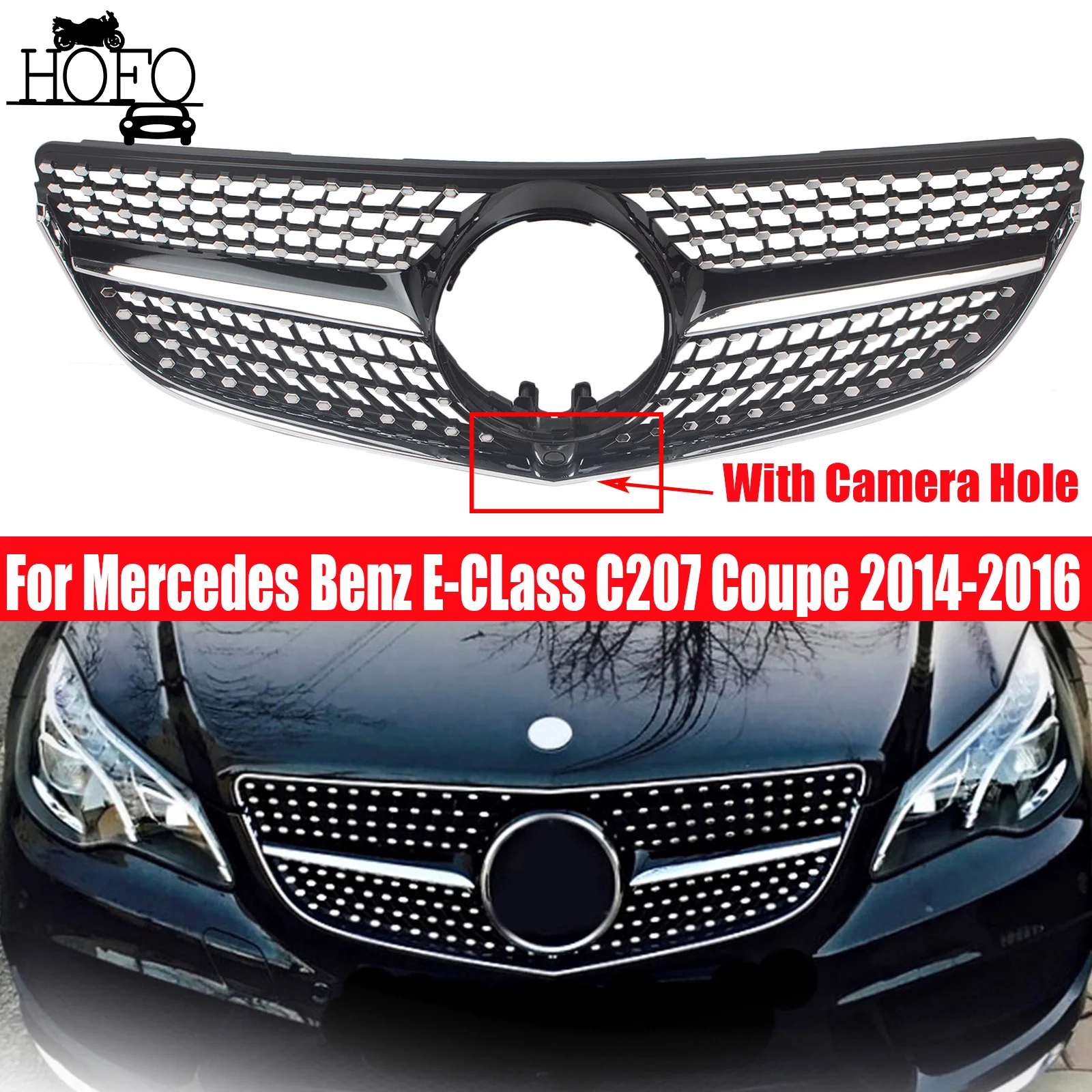 

Diamond Style Front Bumper Racing Grill Billet Gril For Mercedes Benz E-CLass C207 Coupe A207 Convertible 2014-2016