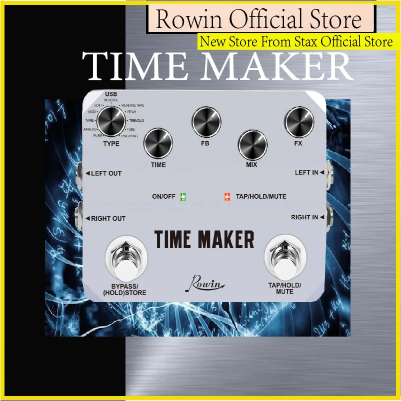 

Rowin LTD-02 Guitar Time Maker Pedal Ultra Delay Effect Pedals For Electric Guitars 11 Types Delay True Bypass Full Metal Case