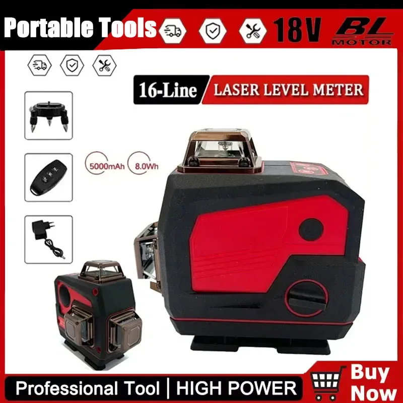 

Для Milwaukee 16Line 360 ° Лазерный нивелир с функцией звукового сигнала, самовыравнивающийся, для горизонтального и вертикального разметания, зеленый луч, 18В