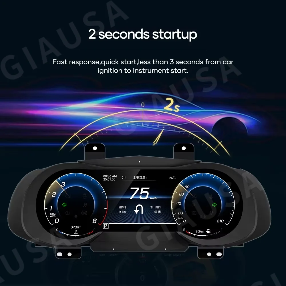 

Автомобильный цифровой кластер для Maserati Quattroporte 2013-2023, приборная панель, спидометр, головное устройство, автоматический ЖК-дисплей, панель экрана