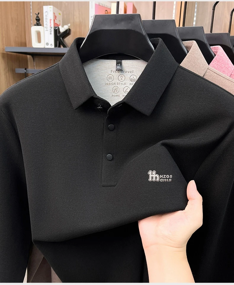 Marke Mode Buchstaben Muster Langärmel Polo-Shirt Herren Luxus Herbst Neues Leicht Komfort Geschäftsbereich Freizeit Flip-Kragen T-Shirt – Detail 7