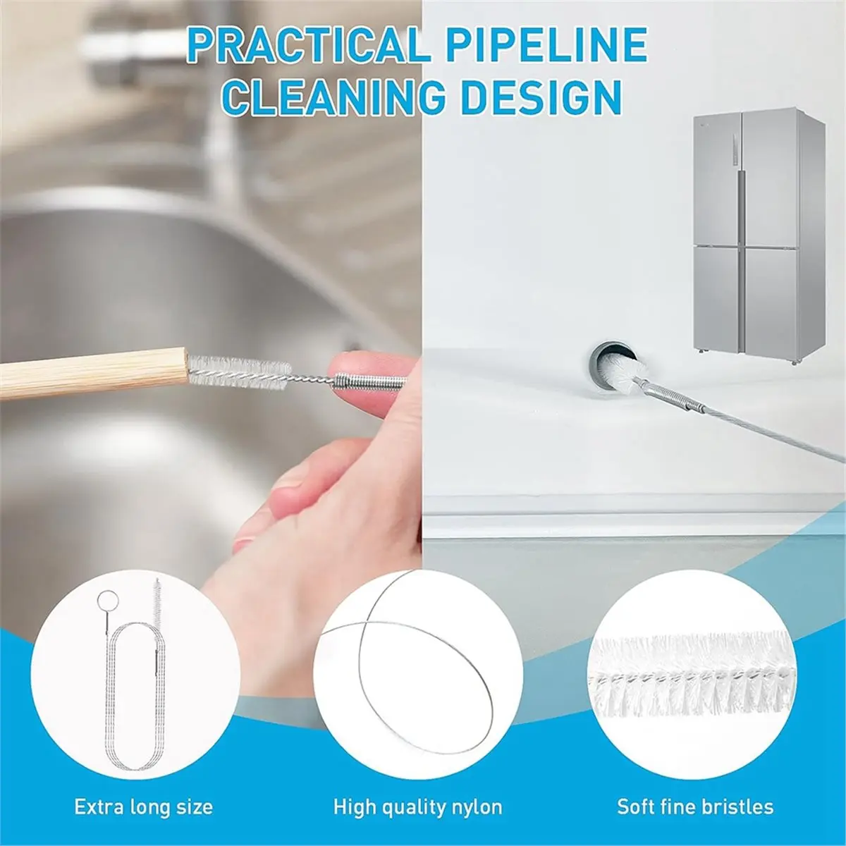 2026 NEW  Cleaning Kit, 25inch Hair Removal Tool & Flexible Brushes for Bathtub, Toilet, Kitchen Sink & Sewer