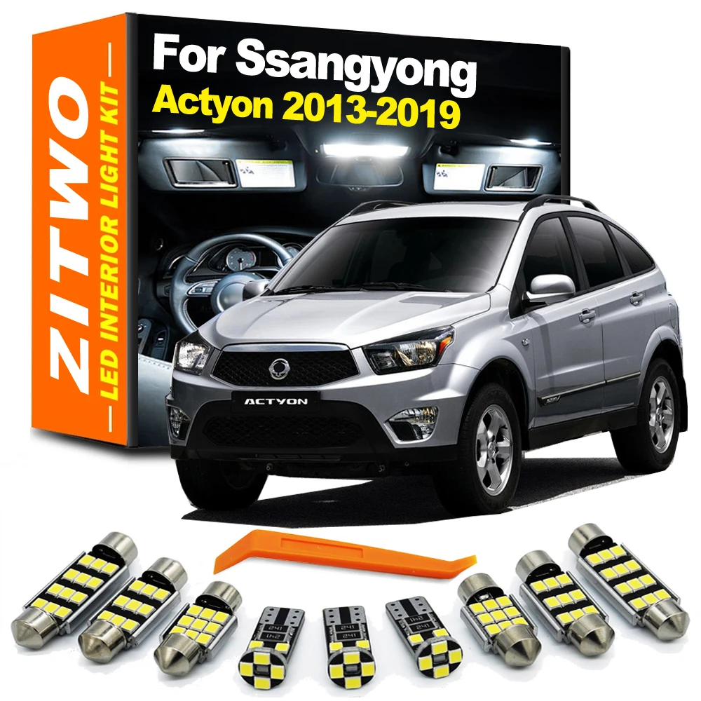9Pcs Canbus For Ssangyong Actyon 2013 2014 2015 2016 2017 2018 2019 Interior LED Bulb Dome Trunk Reading License Plate Light Kit