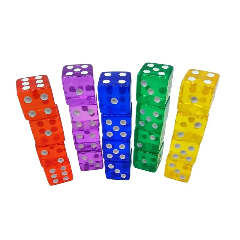 Transparent Acrylic Dice for Table Board Games, Mixed Color Cube, 6 Sided, 16mm, Party, DND, 50 PCs/Set
