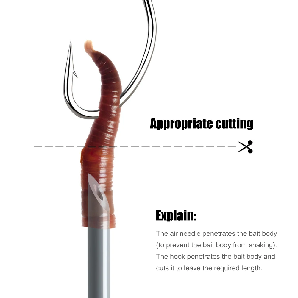 إبرة ربط دودة الأرض من الفولاذ المقاوم للصدأ ، إبرة غاز محمولة ، أداة حفر لدودة الصيد المجوفة ، 5-20: 50