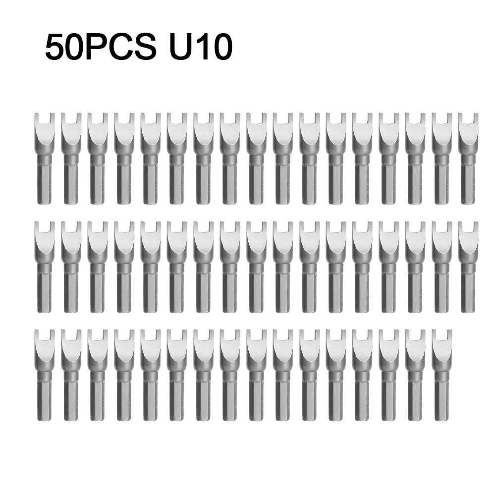 50 pz U10 28mm Lunghezza 4mm Punte per cacciavite con codolo esagonale con magnetico per utensili elettrici Punte per cacciavite tipo U