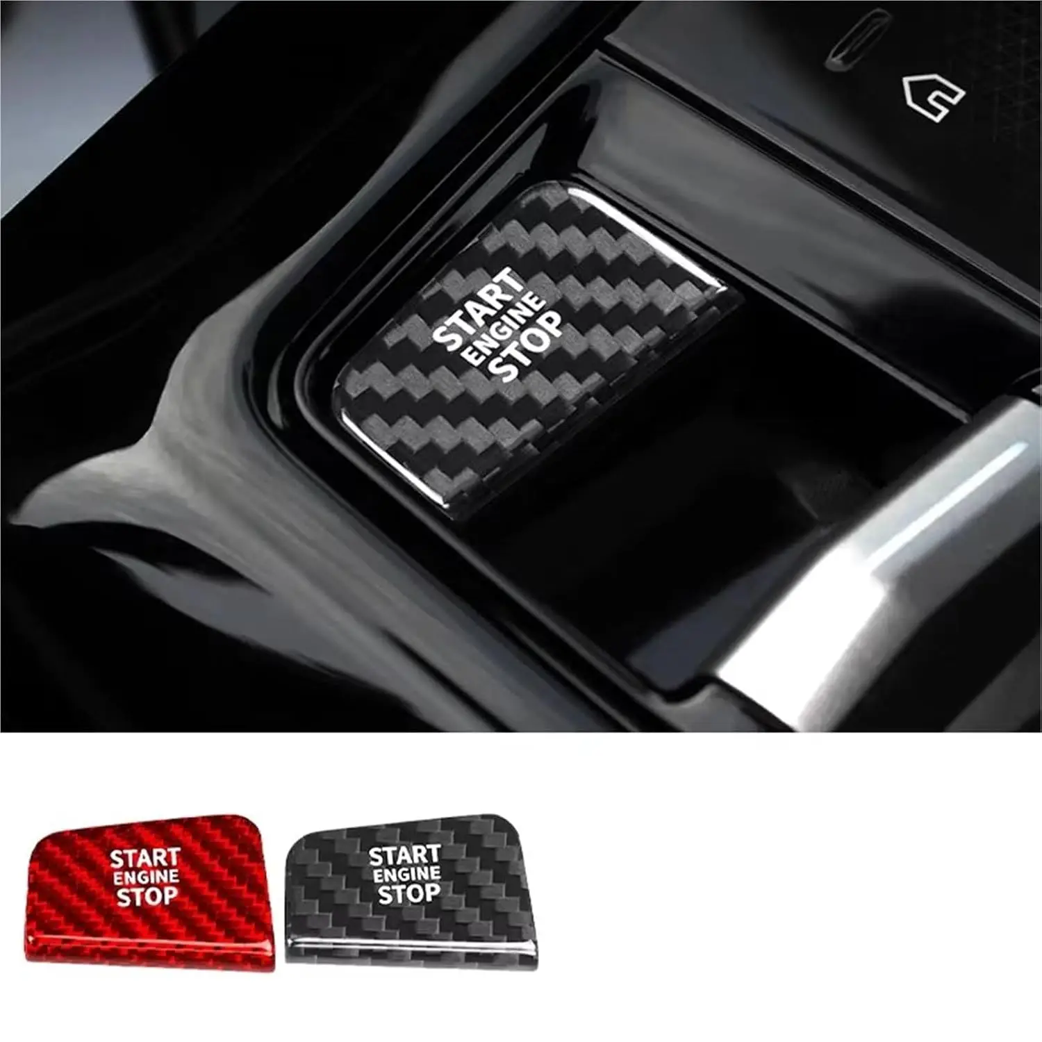 Car Interior Mouldings Compatible fit BMW 5 7 Series(2024 -25) Carbon Fiber Textured Cover Sticker for Car Ignition Start Button