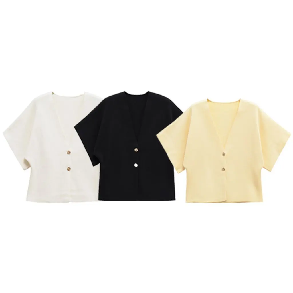 

Spring Knitted Short Sleeve Open Cardigan Women's Thin Style Top Summer Lightweight sweater Autumn Winter Outerwear Jacket