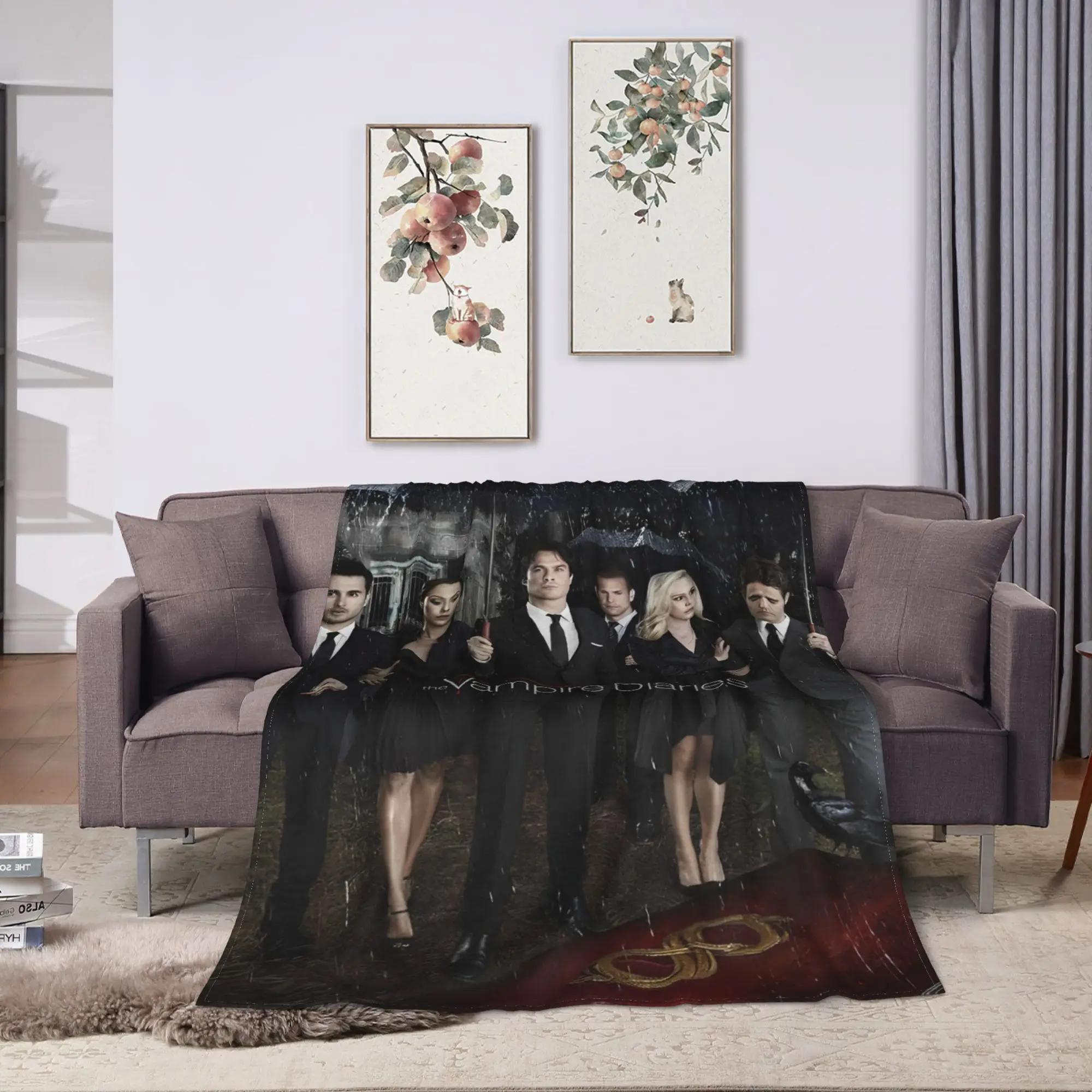 The Vampire Diaries Damon salvatore Throw Blanket  Flannel Bedspread For Couch Bed Graphic Sofa Bed Cover