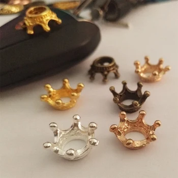 20pcs Metal Crown Beads Round 6MM Bead Caps Base Encantos Liga Jóias Descobertas DIY Handmade Acessórios Ornamento Composição