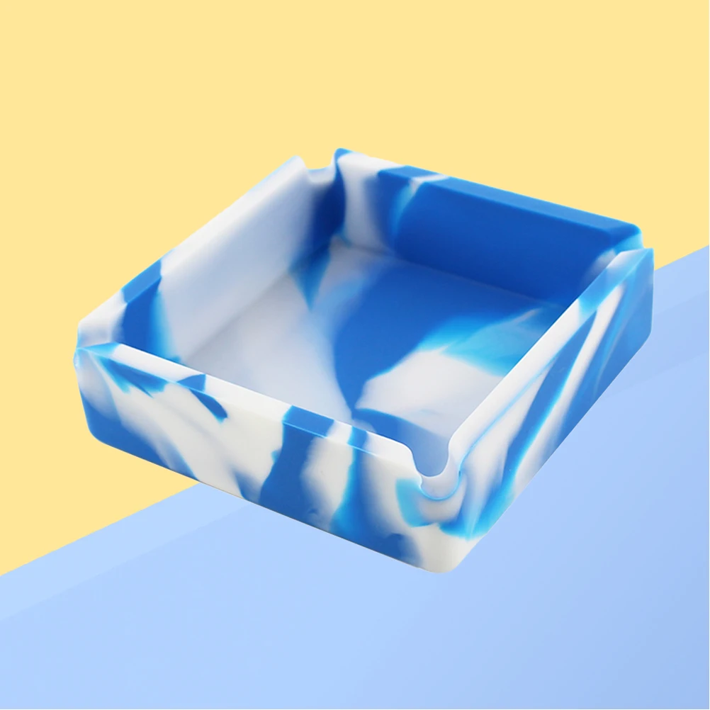 

Square Silicone Ashtray Camouflage Unbreakable Heat Resistant Cigar Holder Dark Blue White Lightweight Living Room Bedroom