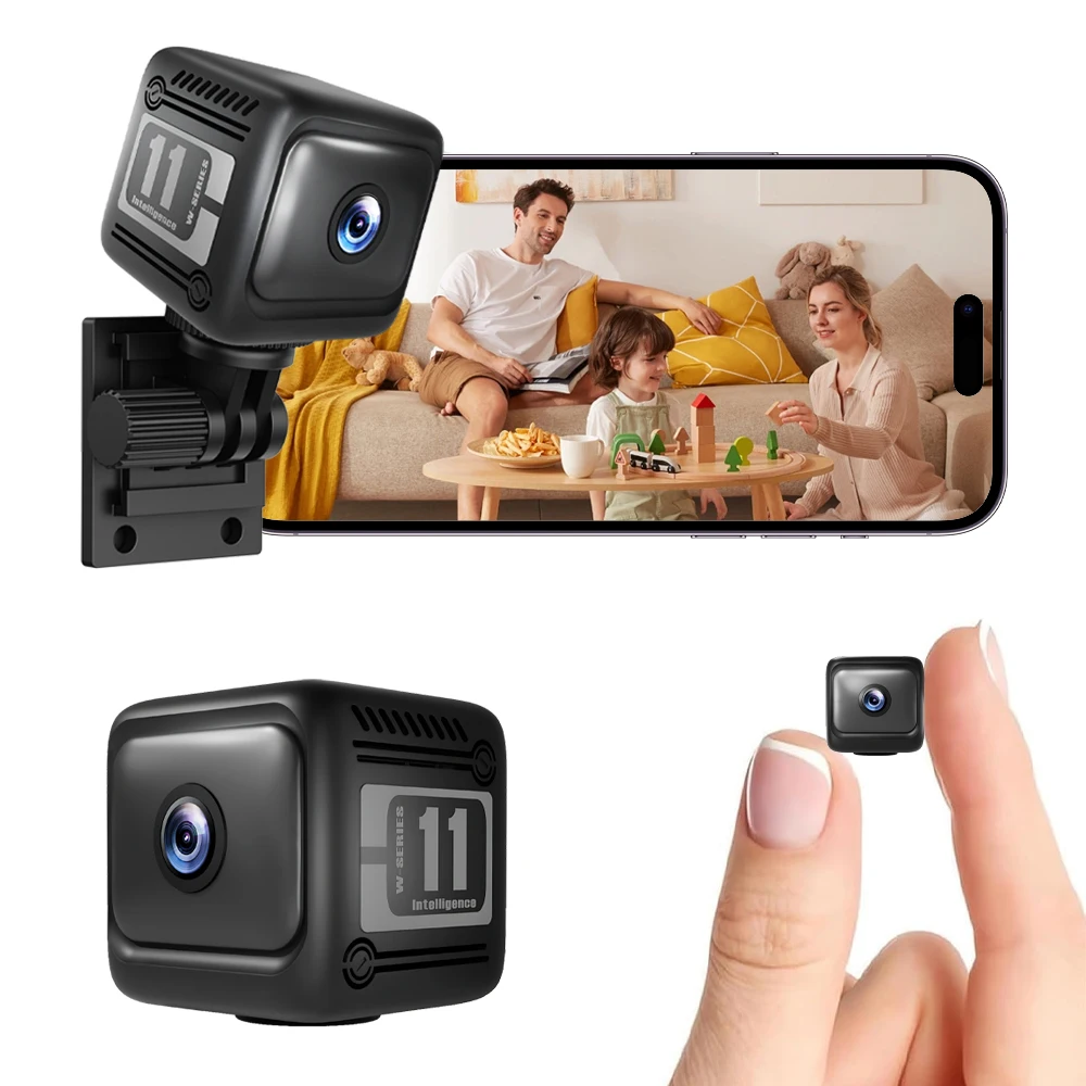 Mini Security Camera HD Wireless Indoor WiFi Camera with Wide Angle Lens Smart Alarm for Record AI Motion Detection Night Vision