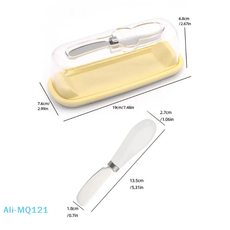 【M】Butterschotel met deksel Botercontainer met botermes Boterschotel voor aanrecht Plastic boterschalen met siliconen bodem