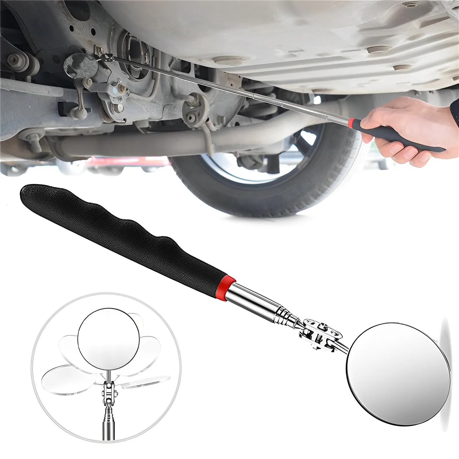 50/85mm Car Telescopic Mirror Inspection Mirror Car Detection Tool Round Lens Reflector Mirror 360 Car Repair Tools Accessories