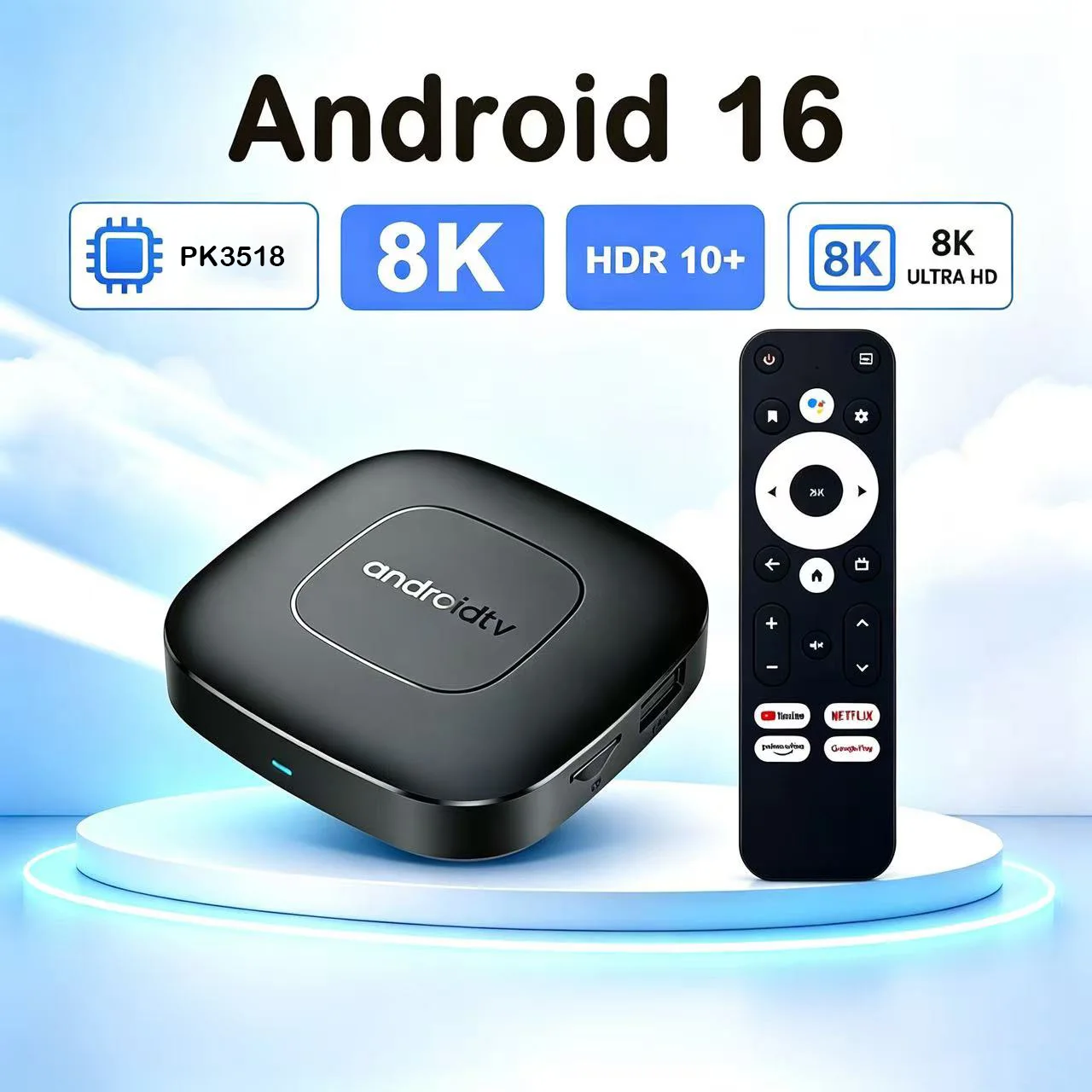 Android 16 Smart TV Box 8GB 128GB  32G 64G Google Assistant Dual Wifi 5G 8K Video Media Player Set Top Box Fast PK3518