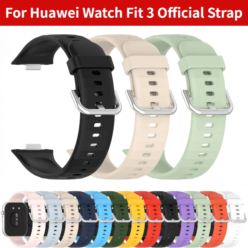 Official Silicone Strap For Huawei Watch Fit 3 Band Smartwatch Sport Soft Bracelet Wristband Huawei Watch Fit 3 Belt Accessories