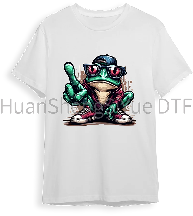 Ironing Sticker Clothes DTF Cool Frog Fashion T-shirt Hoodie DIY Jacket Patch Is Waterproof