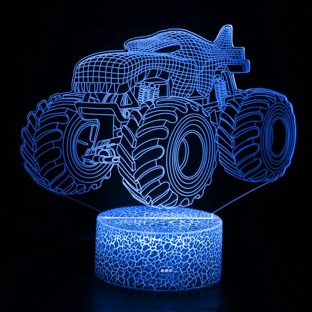 Nighdn-Monster Truck Veilleuse 3D pour Chambre d'Enfant, Lampe de oral et Icidal LED, Cadeaux de Noël et d'Anniversaire pour Bol Garçons et Hommes, 7 Couleurs