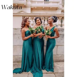 Wakuta 2024 Elegant One Shoulder Sleeveless Satin Gowns Formal Wedding Fashion Hip Wrapped Mermaid Bridesmaid Vestidos De Fiesta