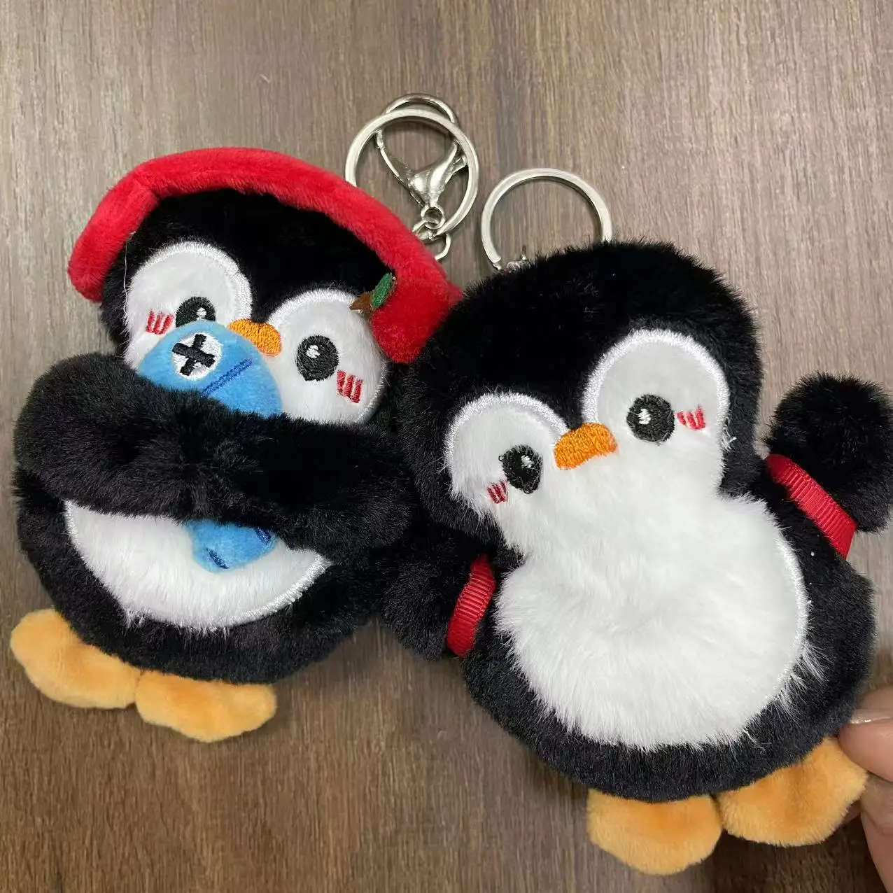 Cute snowman and penguin plush bag doll keychain cartoon doll best friend backpack couple pendant gift