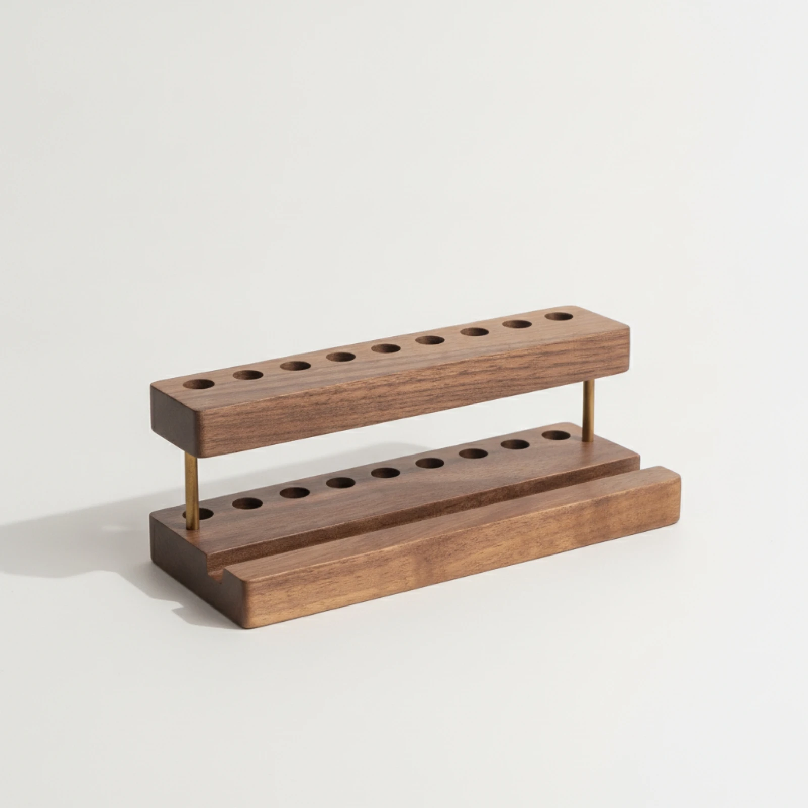 Multifunctional Wooden Pen Rack Compact Tiered Pen Rack with Phone Groove Wood Desk Pencil Holder Sleek Space-Saving