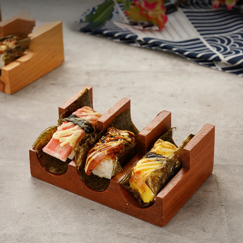 C 1/2/3/4/5 Slots Wooden Sushi Rack U-shape Japanese Style Sushi Serving Tray Multi Purpose Innovative Sushi Maker Holder Home