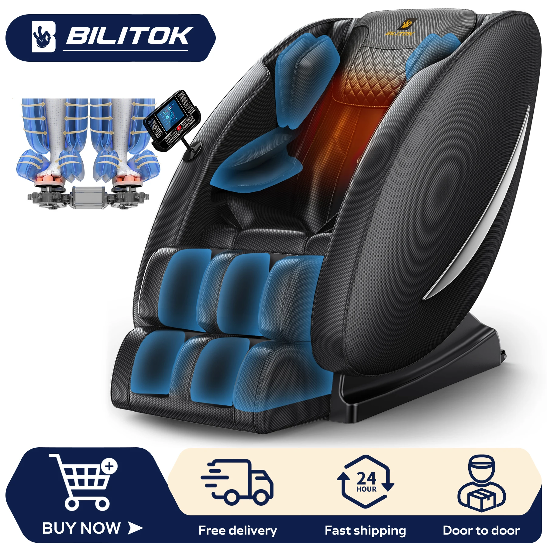 Massage Chair Recliner with Zero Gravity, Full Body Massage Chair with Heating, Bluetooth Speaker, Airbags, Foot Roller