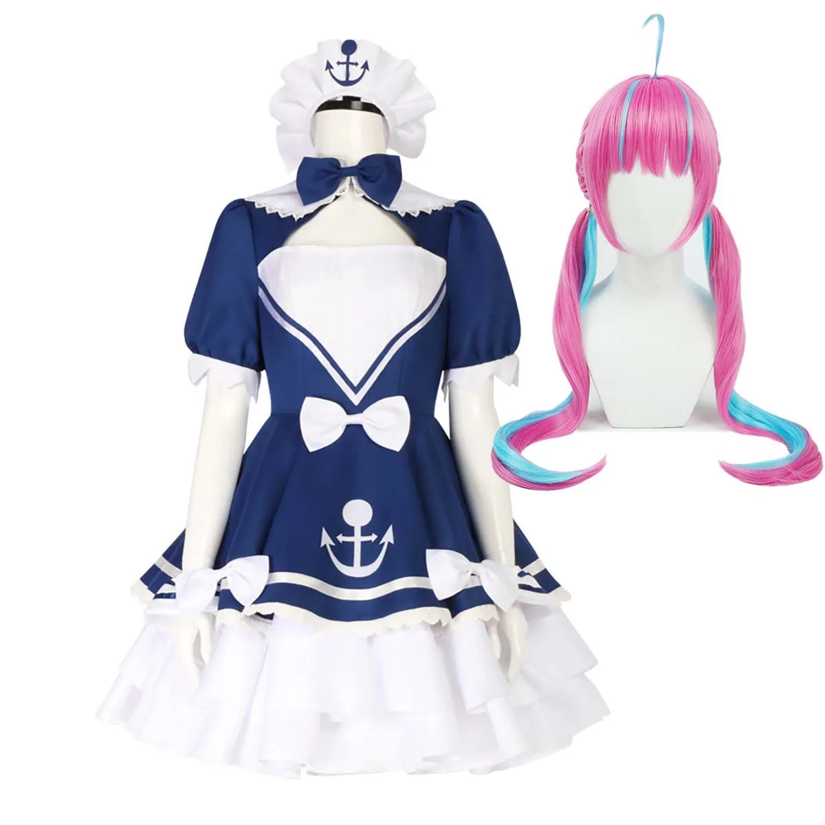 

Woman VTuber Hololiv Virtual YouTuber Minato Aqua Cosplay Blue Maid Dress Costume